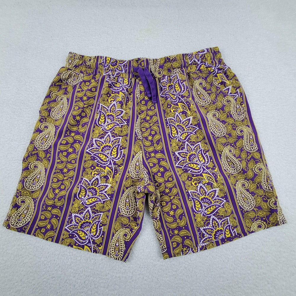 Fresh Prints of Bel Air Shorts Mens XL 7.5" Inseam Purple‎ Paisley Drawstring